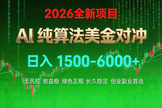 2026 全新美金对冲项目，不套平台赠金，不封号，纯算法对冲，日入 1500-6000+-闲赋网