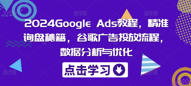 2024Google Ads教程，精准询盘秘籍，谷歌广告投放流程，数据分析与优化-闲赋网