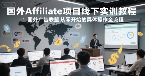 国外Affiliate项目线下实训教程，国外广告联盟从零开始的具体操作全流程-闲赋网