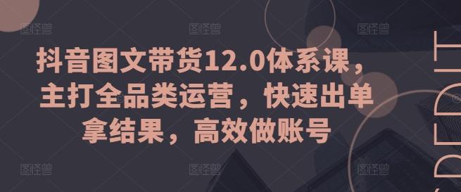 抖音图文带货12.0体系课，主打全品类运营，快速出单拿结果，高效做账号-闲赋网