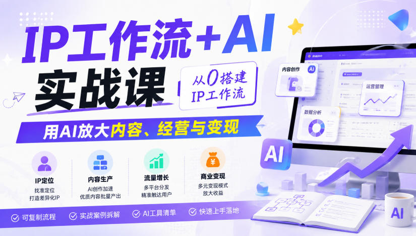 2898a79ce86ae1a18fc07bd53cec9f21.jpeg IP工作流+AI实战课,从0搭建IP工作流,用AI放大内容、经营与变现
