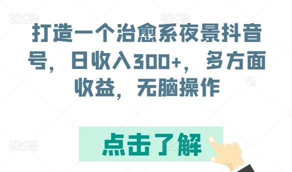 打造一个治愈系夜景抖音号，日收入300+，多方面收益，无脑操作【揭秘】-闲赋网