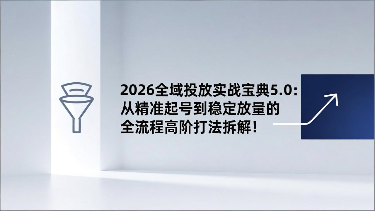 2026全域投放实战宝典5.0：从精准起号到稳定放量的全流程高阶打法拆解！-闲赋网