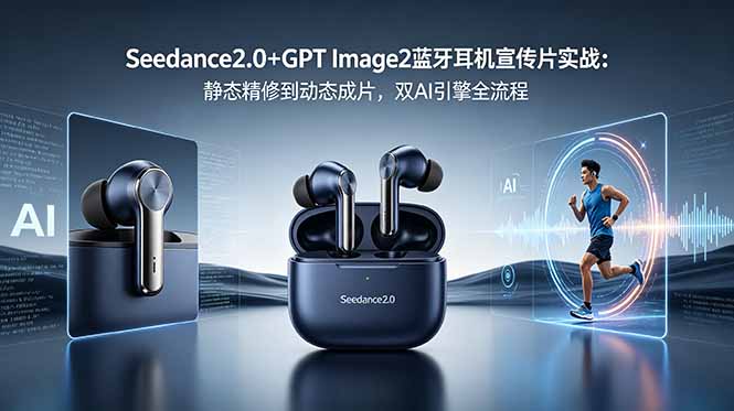 Seedance2.0+GPT Image2蓝牙耳机宣传片实战：静态精修到动态成片，双AI引擎全流程-闲赋网
