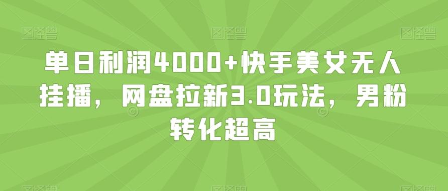 单日利润4000+快手美女无人挂播，网盘拉新3.0玩法，男粉转化超高【揭秘】-闲赋网