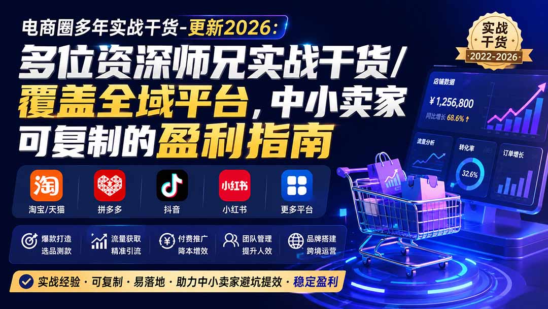 2ad8af6ceab7d2e3ddf2d2eba110c153.jpeg 电商圈多年实战干货-更新2026:多位资深师兄实战干货/覆盖全域平台,中小卖家可复制的盈利指南