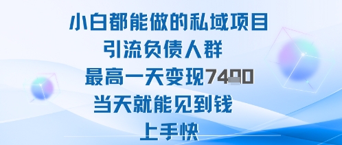 2025年小白都能做的私域项目引流负债人群最高一天变现1k+高变现难度低当天就能见到钱上手快-闲赋网