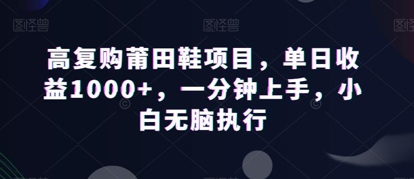 高复购莆田鞋项目，单日收益1000+，一分钟上手，小白无脑执行-闲赋网