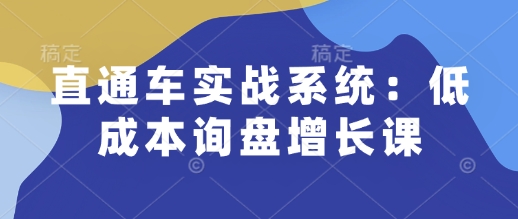 直通车实战系统：低成本询盘增长课，让个人通过技能实现升职加薪，让企业低成本获客，订单源源不断-闲赋网