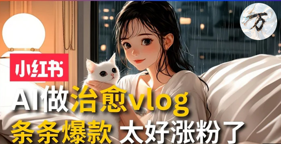 AI治愈系vlog动画视频，小红书1个月轻松涨粉破万，商单报价1500+日入2000+-闲赋网
