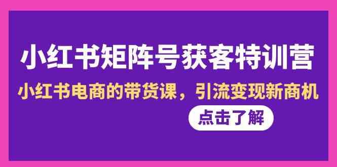 小红书矩阵号获客特训营-第10期，小红书电商的带货课，引流变现新商机-闲赋网