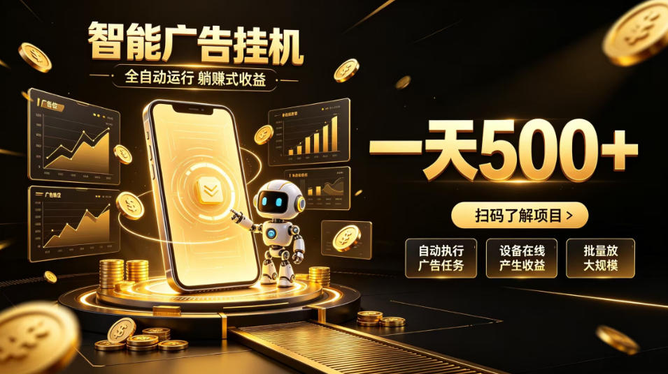 智能广告挂G项目，无需人工值守，全自动躺賺增收，单日收益可达500+【揭秘】-闲赋网