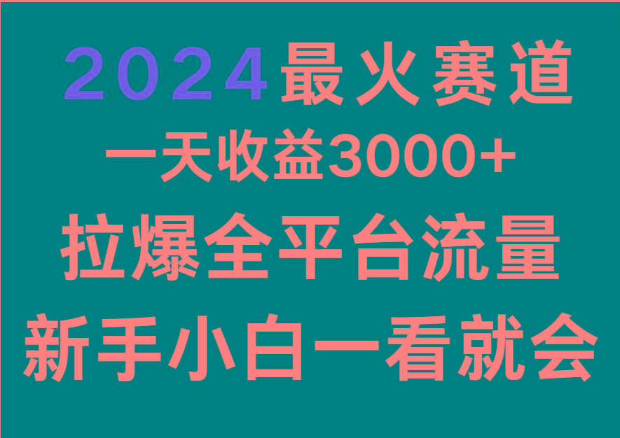 2024最火赛道，一天收一3000+.拉爆全平台流量，新手小白一看就会-闲赋网
