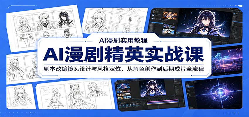 AI漫剧精英实战课：剧本改编镜头设计与风格定位，从角色创作到后期成片全流程-闲赋网