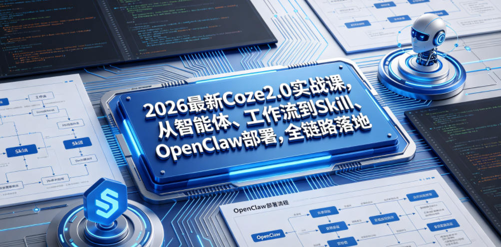 2d1c402a0d23221353506e9205372e10.jpeg 2026最新Coze2.0实战课,从智能体、工作流到Skill、OpenClaw部署,全链路落地