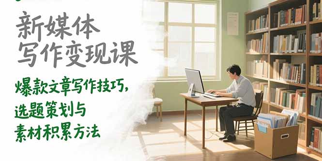 新媒体写作变现课，爆款文章写作技巧，选题策划与素材积累方法-闲赋网