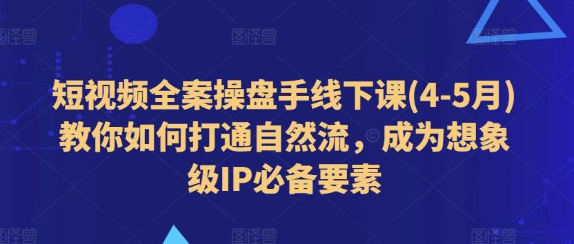 短视频全案操盘手线下课(4-5月)教你如何打通自然流，成为想象级IP必备要素-闲赋网