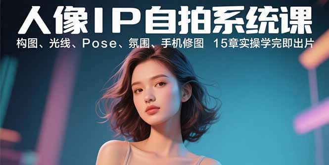 人像IP自拍系统课：构图、光线、Pose、氛围、手机修图 15章实操学完即出片-闲赋网