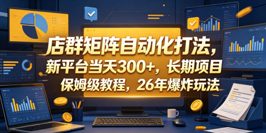 2df104b0f23eb15f6466df62fbdf9595.jpeg 店群矩阵自动化打法,新平台当天300+,长期项目,保姆级教程,26年爆炸玩法【揭秘】