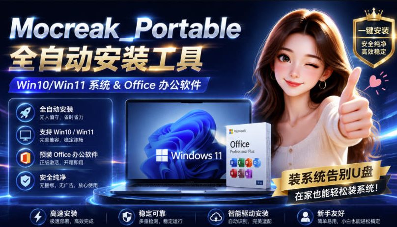 Mocreak全自动安装office和win10、win11系统，告别U盘装系统，使用安全可靠-闲赋网