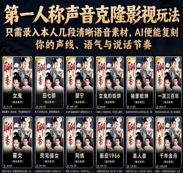 第一人称声音克隆影视玩法，只需录入本人几段清晰语音素材，AI便能复刻你的声线、语气与说话节奏-闲赋网