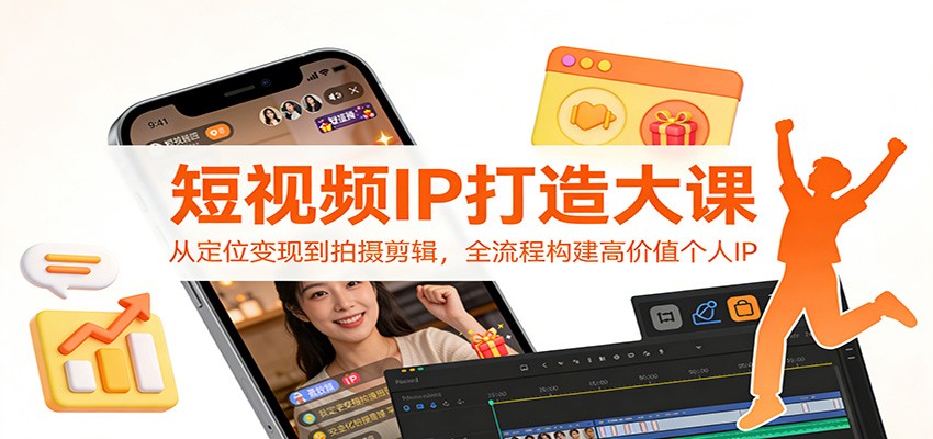 短视频IP打造大课：从定位变现到拍摄剪辑，全流程构建高价值个人IP-闲赋网