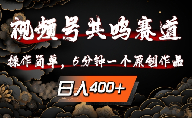 视频号共鸣赛道，操作简单，5分钟1个原创作品，日入几张【揭秘】-闲赋网