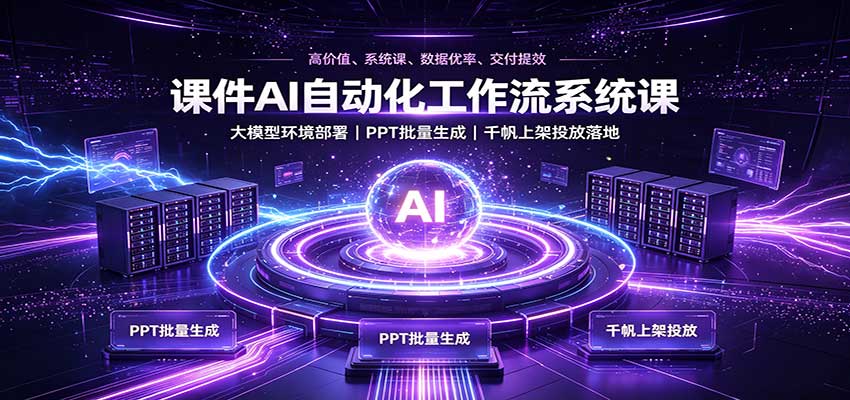 课件AI自动化工作流系统课：大模型环境部署，PPT批量生成，千帆上架投放落地-闲赋网
