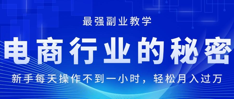 电商行业的秘密，新手每天操作不到一小时，月入过万轻轻松松，最强副业…-闲赋网
