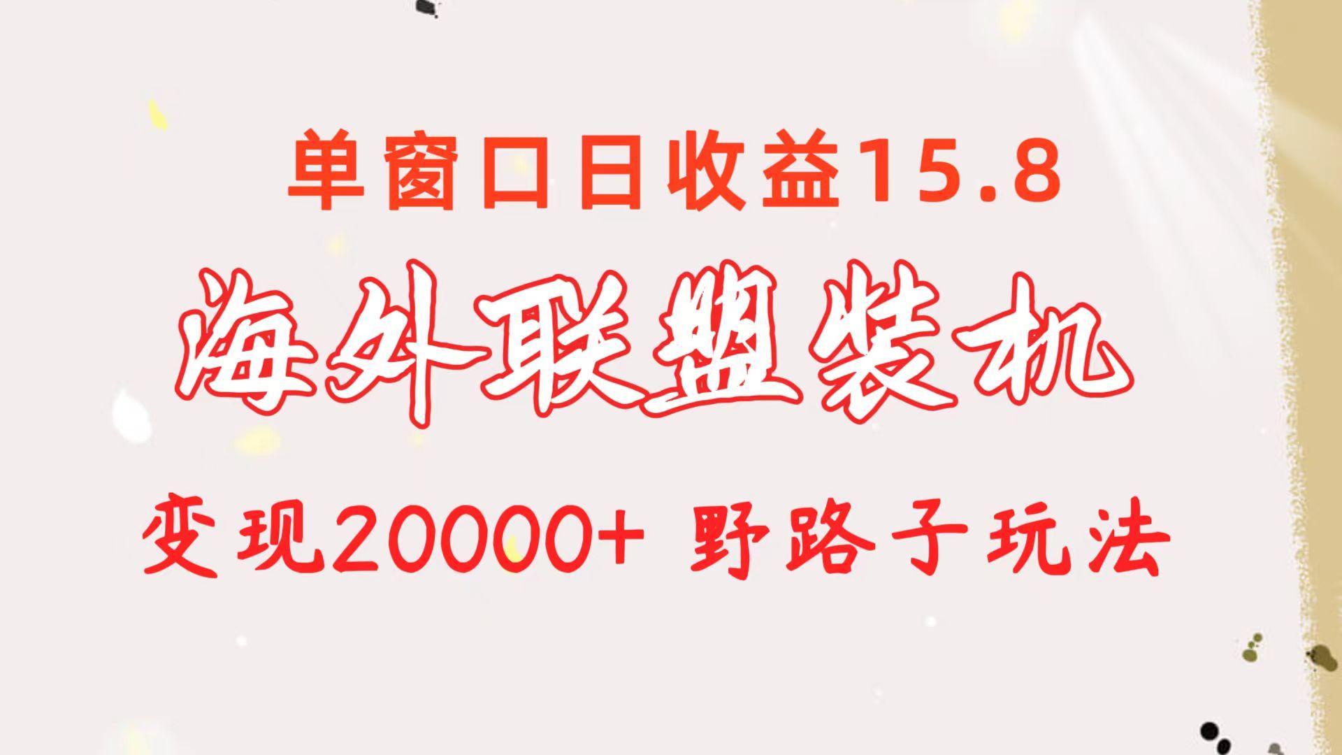 海外联盟装机 单窗口日收益15.8  变现20000+ 野路子玩法-闲赋网