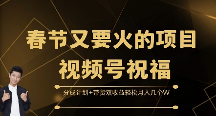 春节又要火的项目视频号祝福，分成计划+带货双收益，轻松月入几个W【揭秘】-闲赋网