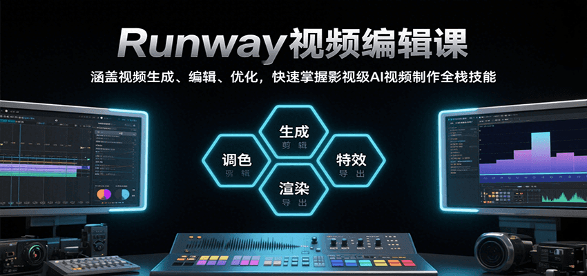 Runway视频编辑课，涵盖视频生成、编辑、优化，快速掌握影视级AI视频制作全栈技能-闲赋网