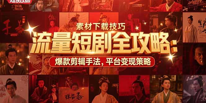 流量短剧全攻略：素材下载技巧，爆款剪辑手法，平台变现策略-闲赋网