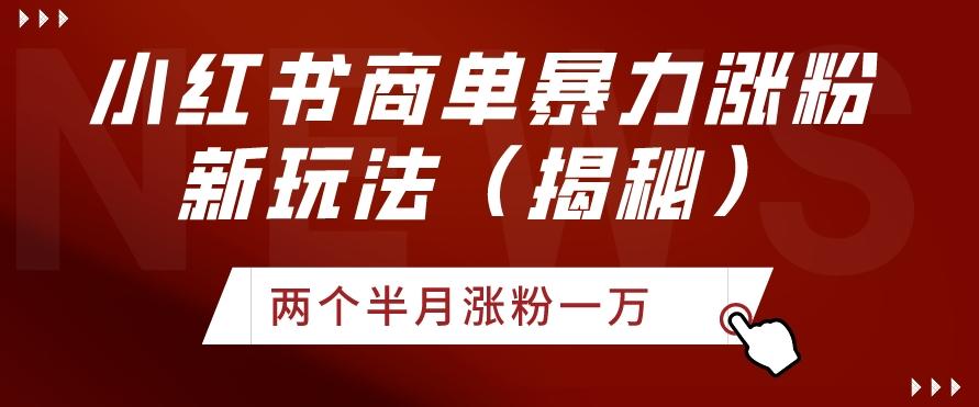 小红书商单暴力涨粉新玩法两个半月涨粉一万（揭秘）-闲赋网