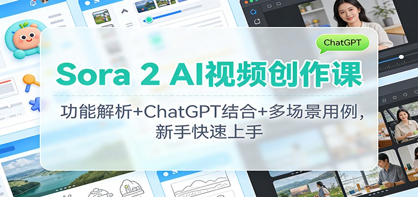 Sora 2 AI视频创作课：功能解析+ChatGPT结合+多场景用例，新手快速上手-闲赋网
