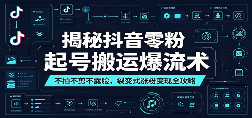 揭秘抖音零粉起号搬运爆流术：不拍不剪不露脸，裂变式涨粉变现全攻略-闲赋网