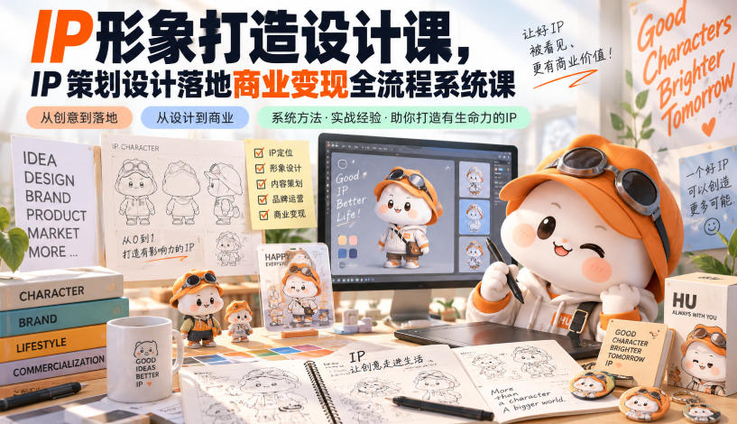 IP形象打造设计课，IP策划设计落地商业变现全流程系统课-闲赋网
