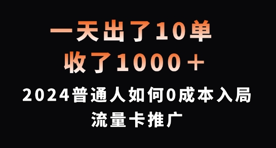 一天出了10单，收了1000+，2024普通人如何0成本入局流量卡推广【揭秘】-闲赋网