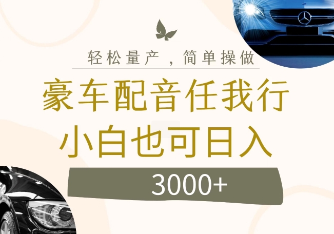 不为人知的暴力小项目，豪车配音，日入几张【揭秘】-闲赋网