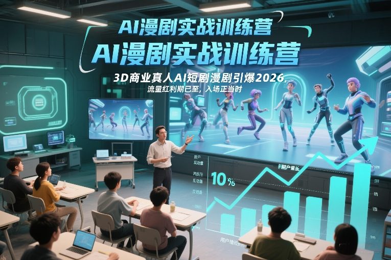 AI漫剧实战训练营，3D商业真人AI短剧漫剧引爆2026，流量红利期已至，入场正当时-闲赋网