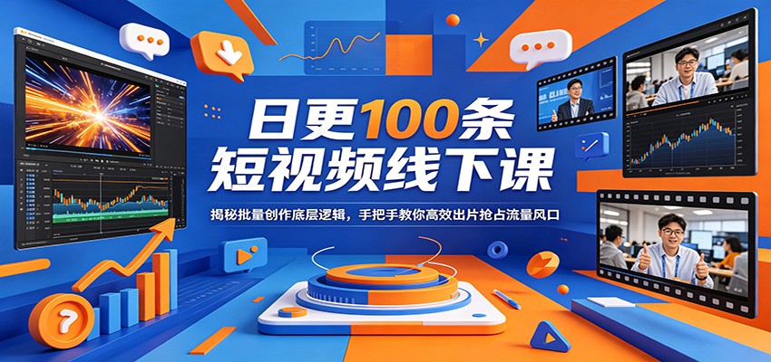 日更100条短视频线下课：揭秘批量创作底层逻辑，手把手教你高效出片抢占流量风口-闲赋网