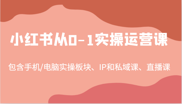 小红书从0-1实操运营课，包含手机/电脑实操板块、IP和私域课、直播课(97节)-闲赋网
