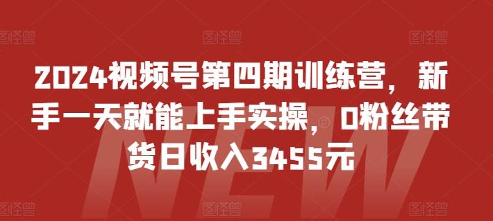 2024视频号第四期训练营，新手一天就能上手实操，0粉丝带货日收入3455元-闲赋网
