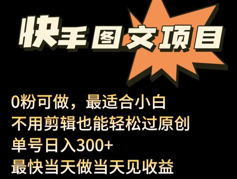 24年最新快手图文带货项目，零粉可做，不用剪辑轻松过原创单号轻松日入300+【揭秘】-闲赋网