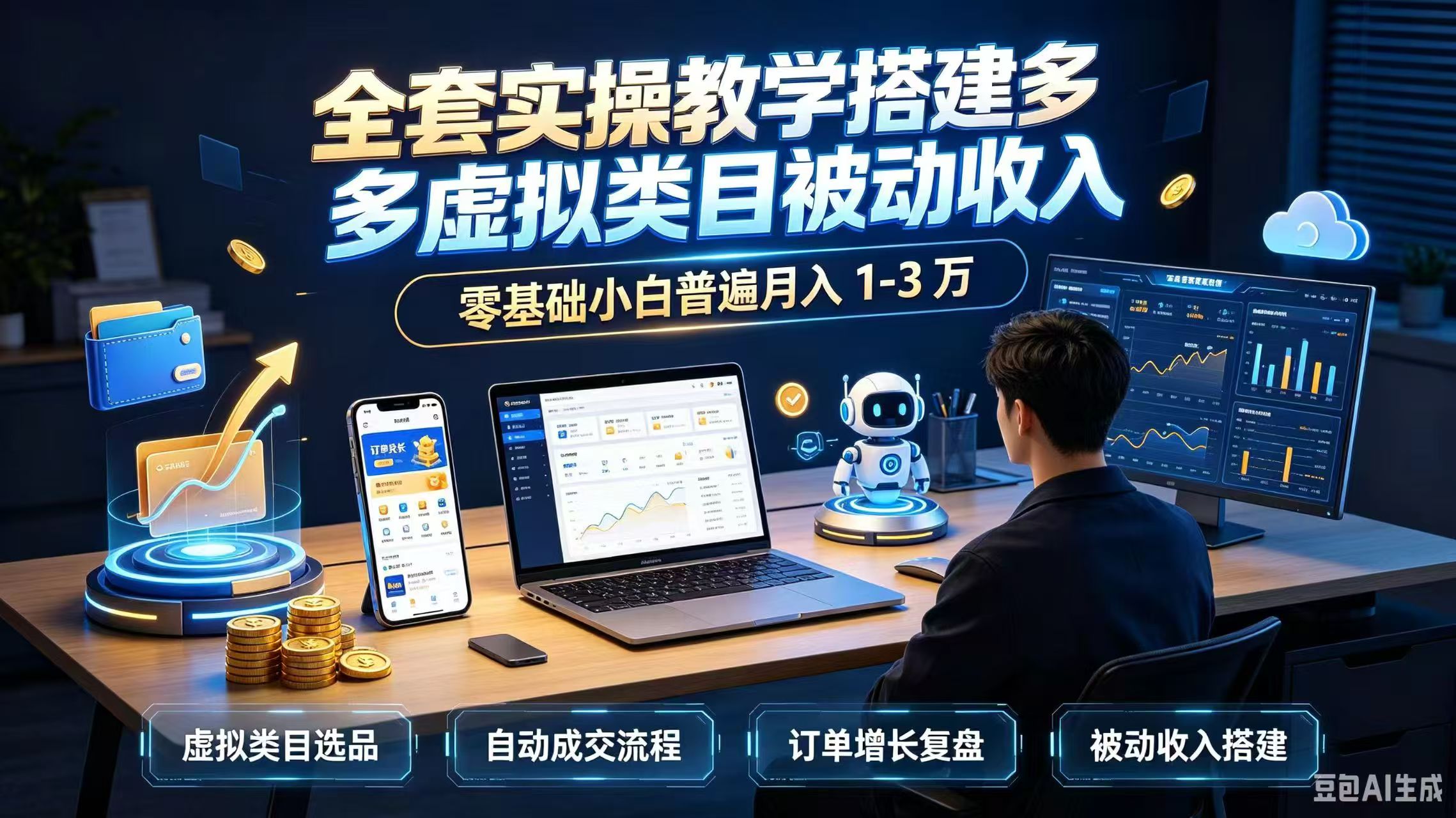 全套实操教学搭建多多虚拟类目被动收入，零基础小白普遍月入 1-3 万-闲赋网