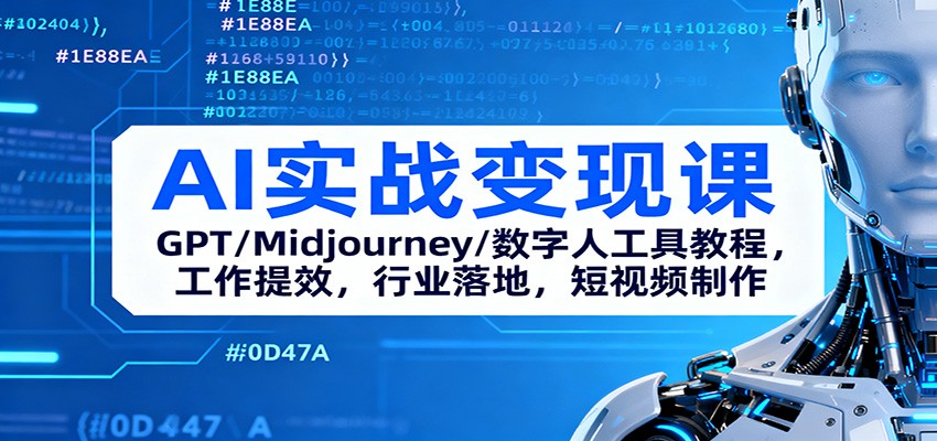 AI实战变现课：GPT/Midjourney/数字人工具教程，工作提效，行业落地，短视频制作-闲赋网