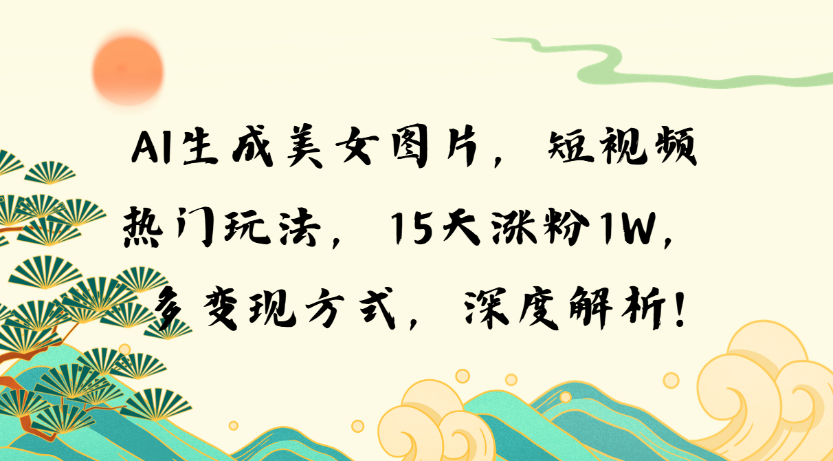 AI生成美女图片，短视频热门玩法，15天涨粉1W，多变现方式，深度解析!-闲赋网