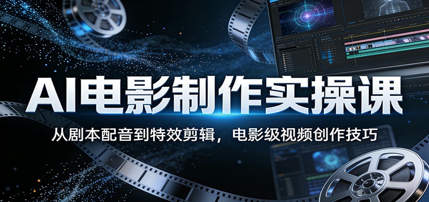 AI电影制作实操课：从剧本配音到特效剪辑，电影级视频创作技巧-闲赋网