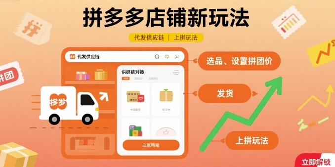 拼多多店铺新玩法，代发供应链上拼玩法-闲赋网