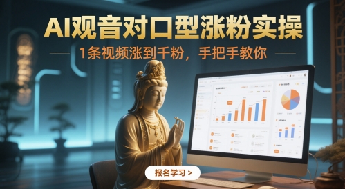 AI观音对口型涨粉实操，1条视频涨到千粉，手把手教你-闲赋网